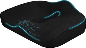 HOMCOM Ortopéd Ülőpárna Ergonomikus Memóriahabos Farokcsont Párna Sciatica, Irodai Szék, Autós Ülés & Egyéb, Fekete | Aosom