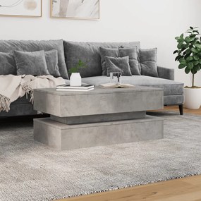 betonszürke dohányzóasztal LED-lámpákkal 90x50x40 cm