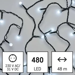 LED kültéri karácsonyi fényfüzér 480xLED/8 funkció 53m hideg fehér IP44