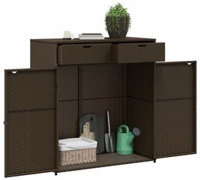 barna polyrattan kerti tárolószekrény 105 x 55 x 113 cm