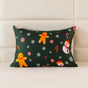SNOWMAN AND GINGERBREAD 70x90 cm zöld mikroszálas párnahuzat