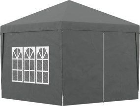 Outsunny Kültéri Kerti Pavilon - Összecsukható Fogadó Sátor 3 x 3m 4 Levehető Oldalfallal + Szürke Hordtáska | Aosom
