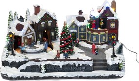 Mozgó Karácsonyi Jelenet Világítással, Műgyanta, 45X20,5X29,5 CM