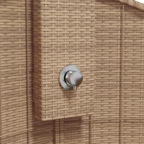 bézs polyrattan és akácfa kültéri zuhanyzó 100x100x241,5 cm