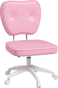 Vinsetto Párnázott PU Íróasztali Szék Forgatható Irodai Szék Állítható Magassággal Karfa Nélkül 120kg Teherbírás 46x59x82-92cm Rózsaszín | Aosom