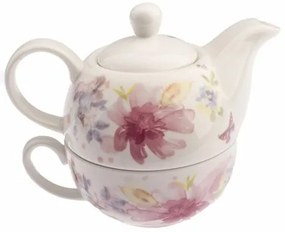 Flower porcelán teáskanna csészével, 400 ml