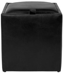 Kocka puff tárolóval, műbőr Fekete N