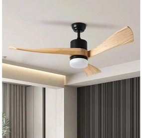 ZEVENTI - LED mennyezeti ventilátor NATURITO LED/18W/230V Wi-Fi Tuya fekete/tölgy + távirányító