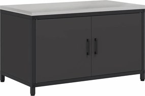 vidaXL Konyhai Tárolás polcokkal tárolóval Fekete 60 x 50 x 92 cm Acél