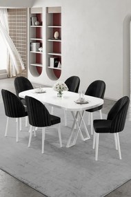 Kaye étkezőgarnitúra, fehér-fekete, 168 cm – TR240CHR2828