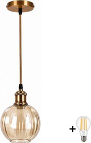 BRILAGI -LED kábelles függeszték RETRO GLASS 1xE27/60W/230V átm. 18 cm arany/füstbarna