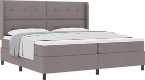 vidaXL Boxrugós ágy matracmal fejtámlával Tópszínű 200 x 200 cm szövet