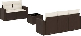 vidaXL 6 részes barna polyrattan kerti ülőgarnitúra párnával