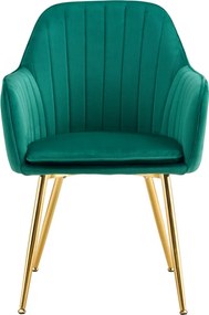 Dizájn fotel, smaragd Velvet szövet/gold króm-arany, ADLAM NEW