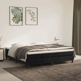 Fekete bársony rugós ágy matraccal 160x200 cm