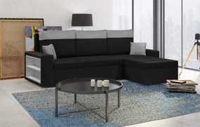 PAVEL Kinyitható sarokkanapé Fekete/világosszürke