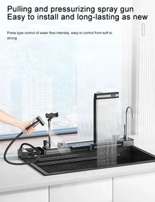 Konyhai csaptelep ELITE EDITION KS2299 kihúzható zuhanyfejjel, vízeséses kifolyóval és LED-világítással, több színváltozatban