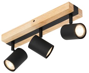 Okos mennyezeti spotlámpa fekete fa 3-lámpás forgatható és dönthető, Wifi GU10 50mm-es - Jeana