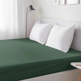 Goldea körgumis pamut lepedő - sötétzöld 140 x 200 cm