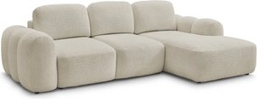Bézs buklé kinyitható-tárolóhelyes sarokkanapé (jobb oldali-heverő résszel) Montaigne – Bobochic Paris