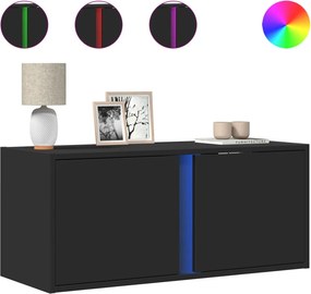 vidaXL fekete fali TV-szekrény LED-világítással 80x31x35 cm