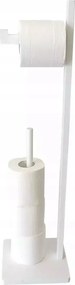 WC-papír tartó állvány fából, fehér Kinghoff tartóval
