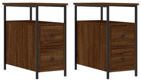 2 db barna tölgyszínű szerelt fa éjjeliszekrény 30x60x60 cm
