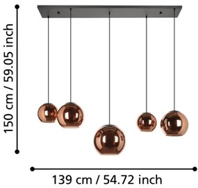 Eglo 390388 - Csillár zsinóron CORDOBA 5xE27/40W/230V réz