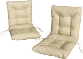 Outsunny 2 db kültéri székpárna kötözőkkel, beltéri/kültéri, 120 x 50 x 8 cm, bézs | Aosom