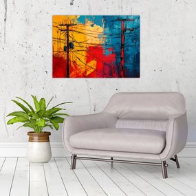Üveg kép - Absztrakt elektromos vezetékek (70x50 cm)