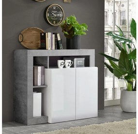 LENOR komód fehér/szürke betonhatású