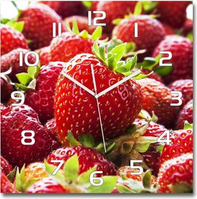 Nagy négyzet alakú üveg falióra Eper 60x60 cm