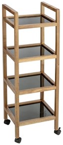 Fekete-natúr színű akácfa fürdőszobai polcos állvány 35x101,5 cm Fondi – Wenko