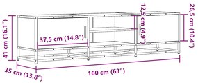fekete szerelt fa és fém TV-szekrény 160x35x41 cm
