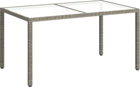 vidaXL szürke polyrattan és edzett üveg kerti asztal 150 x 90 x 75 cm