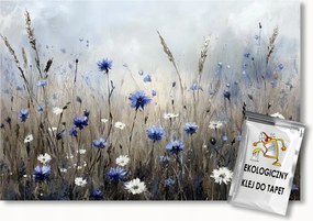 Fotótapéta Flizelina Mező Rét Virágok Búzavirág Gabona Kalászok 250x175 ragasztó