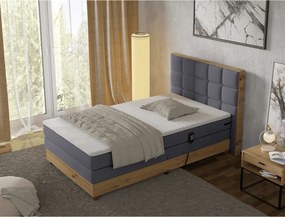 Elektromos állítható ágy, boxspring, sötétszürke/artisan tölgy, 120x200, TIANA