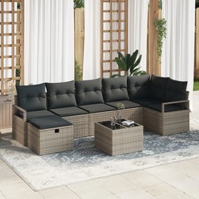 Kerti Kanapé Szett 8 pcs Szürke 287 x 122 x 85 cm Poli rattan