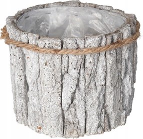Virágcserép Fedél Fa Kéreg Szürke Virágtartó