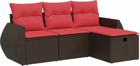 vidaXL 4 részes barna polyrattan kerti ülőgarnitúra párnákkal