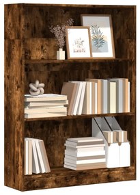 füstös tölgy színű szerelt fa könyvszekrény 80 x 24 x 109 cm