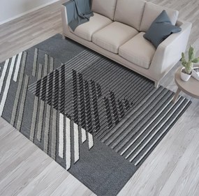 Designer szőnyeg csíkokkal szürke Szélesség: 160 cm | Hosszúság: 220 cm