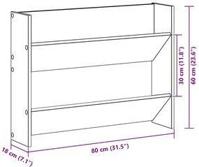 kézműves tölgy színű szerelt fa fali cipőszekrény 80x18x60 cm