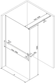 Mexen Kioto +, zuhanyparaván polccal és törölközőtartóval 140 x 200 cm, 8mm átlátszó üvegmintás fehér, rózsa arany profil, 800-140-121-60-85