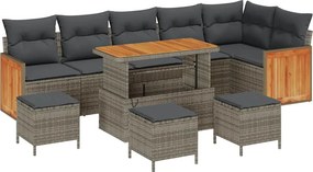 vidaXL Kerti Kanapé Szett párnával 12 pcs Szürke polirattan