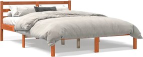 vidaXL viaszbarna tömör fenyőfa ágy matrac nélkül 140 x 190 cm