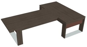 Verno+ S asztal 200 x 300 cm, kiegészítő íróasztallal, antracit tölgy / barna