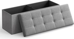 Puff 110x38x38 cm, tároló ottomán pad, 120 l, sötétszürke