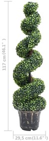 zöld spirálalakú cserepes műpuszpáng 117 cm
