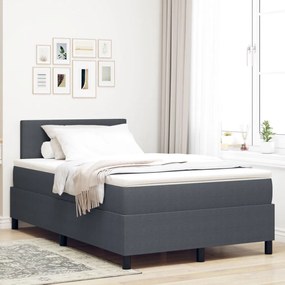 Box Spring Ágy Matracokkal Sötétszürke 120x200 cm Kordbársony Szövet